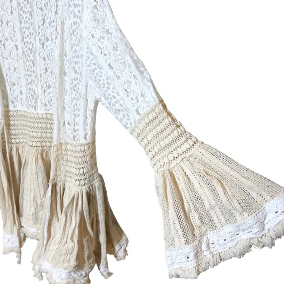 Boho flared multi lace cardigan Bohemian People Chloe Laetitia Paris - Picture 9 of 13